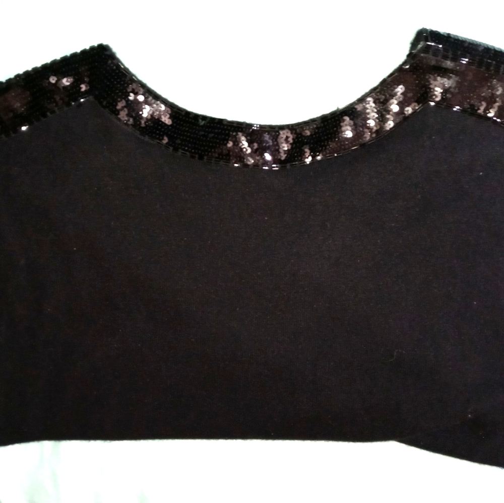 Saks Black cashmere ladies dress top with beading